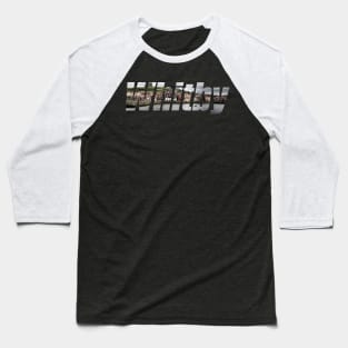Whitby Harbour Panorama Text Baseball T-Shirt